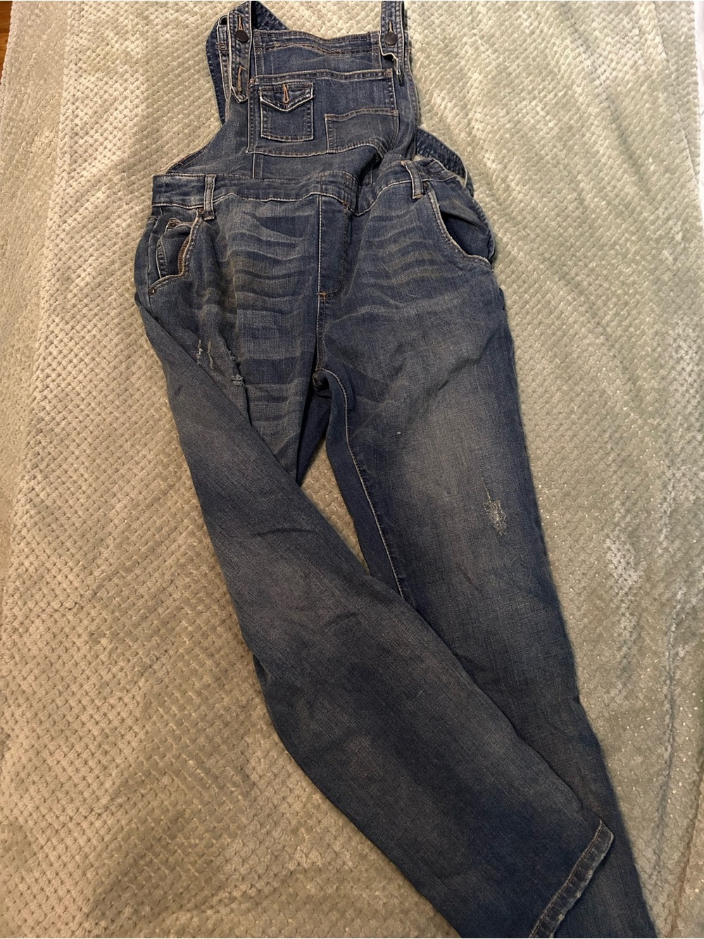 Free People Dark Blue Denim Women's Skinny Leg Overalls